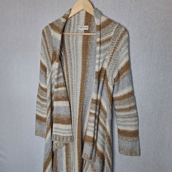 💙 Knox Rose Long Line Fringe Cardigan Size M Warm Cozy Western Boho Cottage Fes - Picture 2 of 8